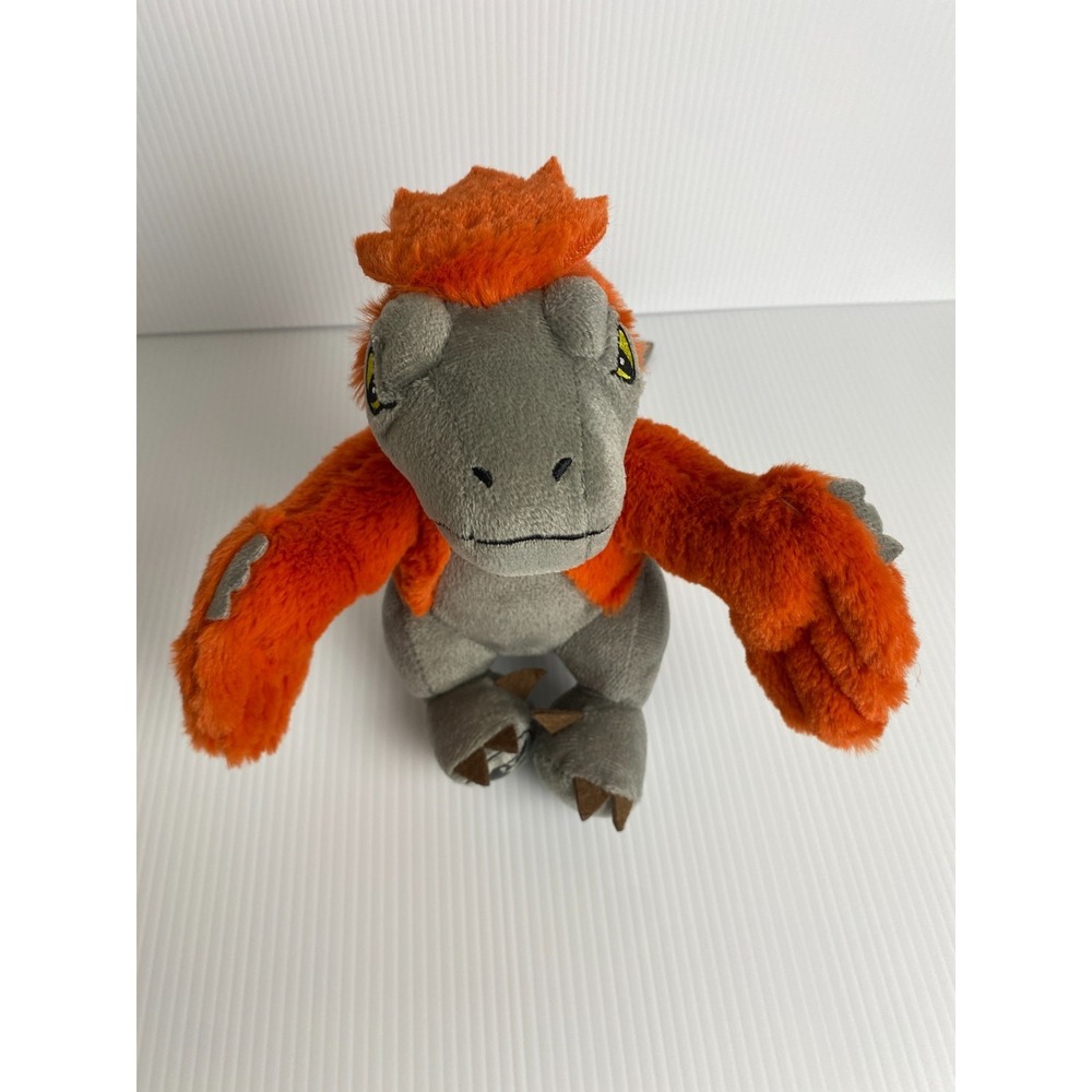 Jurassic World Dominion Raptor Orange Gray Dinosaur Plush 9" Just Play 2022